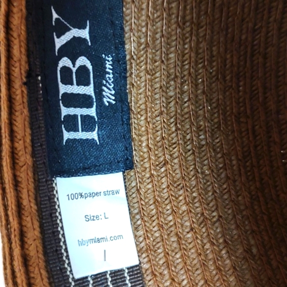 HBY Miami 100% Paper Straw Fedora Hat/ Size L - Picture 7 of 8